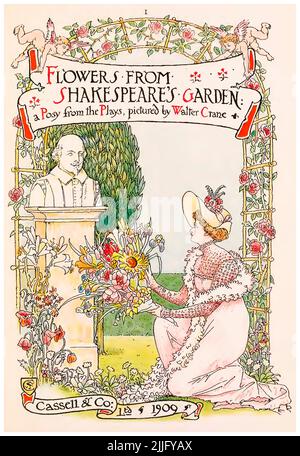 Frontispice du livre illustré "fleurs du jardin de Shakespeare, une posy des pièces", illustration de Walter Crane, 1909 Banque D'Images