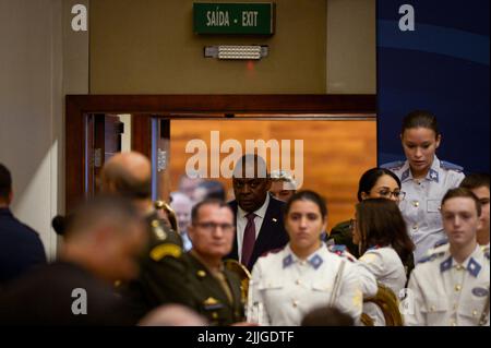 BRASÍLIA, DF - 26.07.2022: XV CONFERÊNCIA DE MIN DEFESA DAS AMÉRICAS - en photo est le général Lloyd Austin, Secrétaire de la Défense des États-Unis. Ce mardi (26) a lieu l'ouverture officielle de la XV Conférence du ministre de la Défense des Amériques avec la présence de 34 nations, dont le siège social est au Brésil entre les 25th et 29th juillet 2022. Le ministre de la Défense, Paulo Sérgio Nogueira, préside la conférence. (Photo : ton Molina/Fotoarena) Banque D'Images