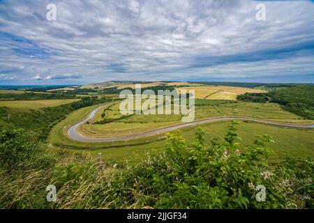 Rivière Cuckmere et vallée sur les South Downs, East Sussex, Angleterre, Royaume-Uni. Banque D'Images