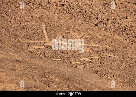 Les géoglyphes de Cerros Pintados ont été réalisés entre 700 et 1500 A.D dans le désert d'Atacama, au nord du Chili. Ils représentent des figures stylisées de personnes, ani Banque D'Images