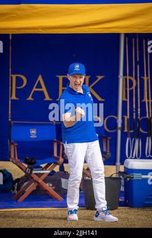 Andrey Borodin, banquier russe, lors de la finale de la coupe d'or au Cowdray Park Polo Club, où son équipe, Park place, a battu Dubaï en une finale palpitante. Borodin est Banque D'Images