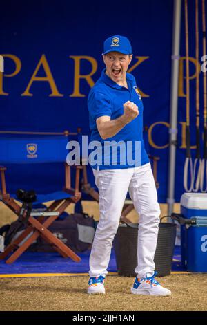 Andrey Borodin, banquier russe, lors de la finale de la coupe d'or au Cowdray Park Polo Club, où son équipe, Park place, a battu Dubaï en une finale palpitante. Borodin est Banque D'Images