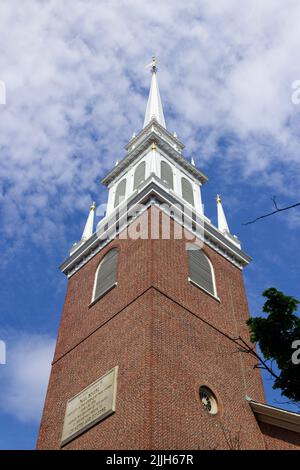 Boston, ma, Etats-Unis - 16 mai 2022 : l'ancienne église du Nord. C'est là que Paul Revere a éclairci ses lampes de signalisation. Banque D'Images