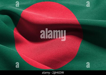 3D illustration du drapeau de gros plan du Bangladesh. Tissage sur le fond textile du drapeau du vent Banque D'Images