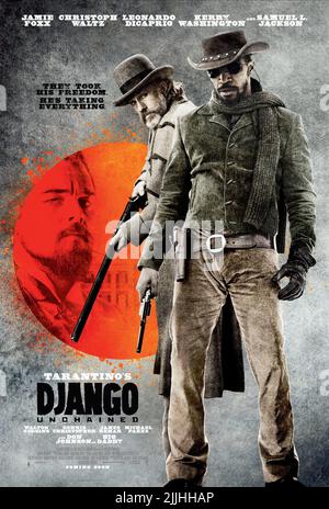 LEONARDO DICAPRIO, Jamie Foxx, Christoph Waltz, l'AFFICHE DE DJANGO UNCHAINED, 2012 Banque D'Images