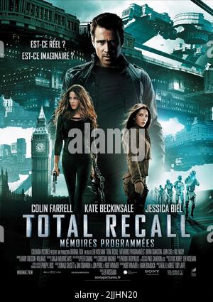 COLIN FARRELL, Kate Beckinsale, JESSICA BIEL, l'AFFICHE DE TOTAL RECALL, 2012 Banque D'Images