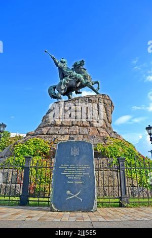 monument hetman Bohdan Khmelnytsky à Kiev, Ukraine. Il a été ouvert en 1888. Banque D'Images