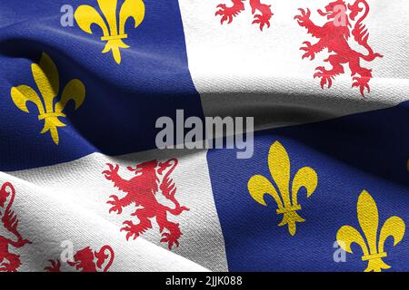 3D drapeau d'illustration de Picardie est une région de France. Tissage sur le fond textile du drapeau du vent Banque D'Images
