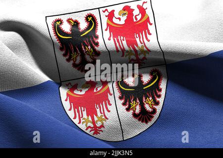 Drapeau d'illustration 3D de Trentin-Tyrol du Sud est une région de l'Italie. Tissage sur le fond textile du drapeau du vent Banque D'Images