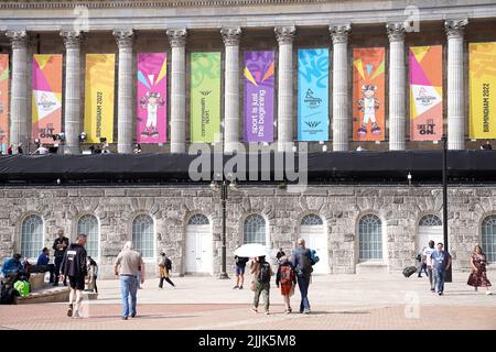 Vue générale de la signalisation Birmingham 2022 sur la place Victoria avant les Jeux du Commonwealth à Birmingham. Date de la photo: Mercredi 27 juillet 2022. Banque D'Images