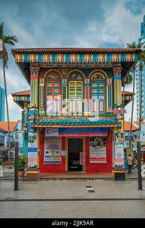 La maison colorée de Tan Teng Niah dans 'Little India', Singapour Banque D'Images