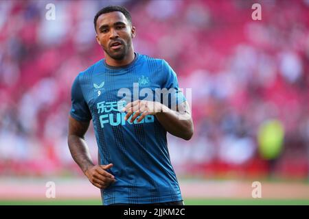 Lisbonne, Portugal. 25 juillet 2022, Callum Wilson de Newcastle Uni lors du match de la coupe Eusebio d'avant-saison entre SL Benfica et Newcastle United FC joué à Estadio da Luz sur 25 juillet 2022 à Lisbonne, Portugal. (Photo de Bagu Blanco / PRESSINPHOTO) Banque D'Images