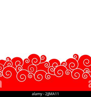 Arrière-plan abstrait style d'art chinois, art moderne cadre rouge et motif chinois, illustration vectorielle Banque D'Images