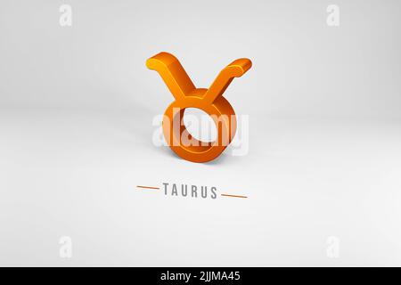 Signe du zodiaque doré Taurus, signe du zodiaque doré Taurus 3D rendu isolé sur fond blanc Banque D'Images