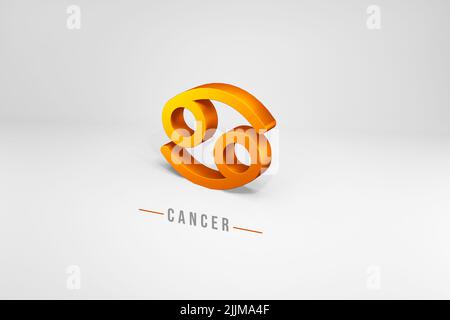 Cancer signe du zodiaque doré, signe du zodiaque doré cancer 3D rendu isolé sur fond blanc Banque D'Images