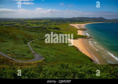 Vue sur Ballymastocker Bay, Portsalon, Fanad, Comté de Donegal, Irlande Banque D'Images