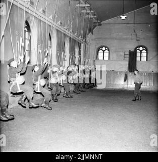 L'école des parachutistes à Karlsborg 1950s. Banque D'Images