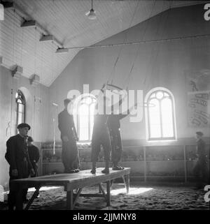 L'école des parachutistes à Karlsborg 1950s. Banque D'Images