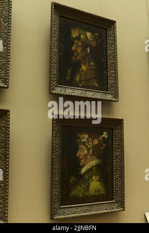 Les quatre saisons peinture par Giuseppe Arcimboldo au Musée du Louvre, Paris, France Banque D'Images