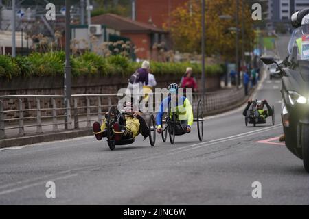 La course de para-cyclisme dans la rue de Donostia-San Sebastian. Espagne. Banque D'Images