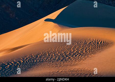 Les dunes de sable de Mesquite Flat près du pied de Tucki Mountain, parc national de la Vallée de la mort, Californie, États-Unis Banque D'Images