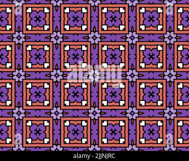 Motif coloré sans couture composé de figures géométriques et de formes florales Banque D'Images