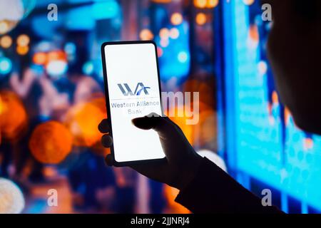 Brésil. 27th juillet 2022. Dans cette illustration, le logo Western Alliance Bancorporation (WAB) s'affiche sur l'écran d'un smartphone. (Credit image: © Rafael Henrique/SOPA Images via ZUMA Press Wire) Banque D'Images