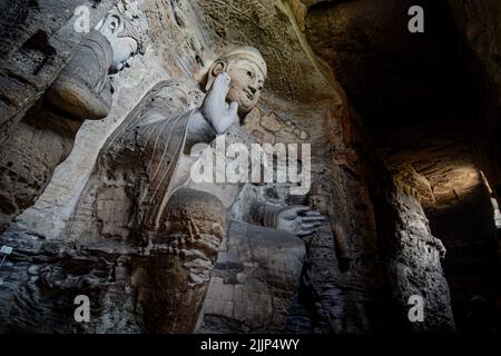 Les statues de Bouddha dans les grottes de Yungang, ville de Datong, province du Shanxi, Chine Banque D'Images