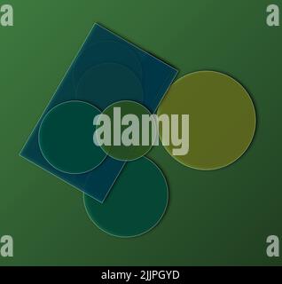 Illustration de formes géométriques abstraites sur fond vert Banque D'Images