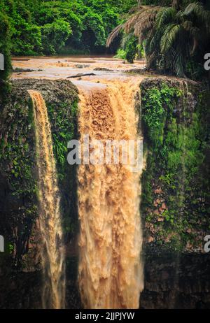 Vue rapprochée de la cascade de Chamarel, Chamarel, Maurice Banque D'Images