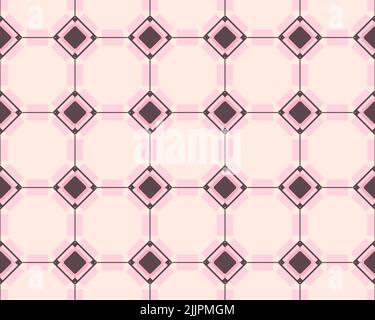 Illustration d'un motif de carreaux sans couture avec un motif abstrait gris argenté et rose Banque D'Images