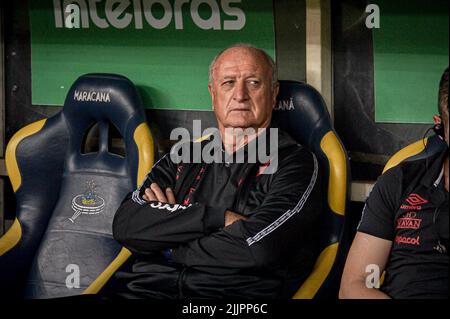 Rio de Janeiro, Brésil. 27th juillet 2022. Entraîneur Luis Felipe Scolari, Felipão, pendant Flamengo x Athletico PR, un match valable pour les finales du quartier, première étape, de la Copa do Brasil 2022, tenue au stade Maracanã, situé dans la ville de Rio de Janeiro (RJ), ce mercredi. Foire (27). Credit: Nayra Halm/FotoArena/Alay Live News Banque D'Images