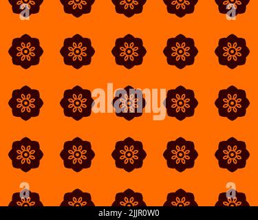 Une illustration artistique sans couture à motif géométrique abstrait de couleur orange corail, rouge, bronze-col Banque D'Images