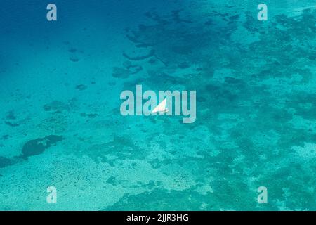 Vue panoramique sur un voilier en bois en mer. Dhow. Faluka. Zanzibar, Tanzanie. Afrique. Banque D'Images