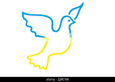 Une illustration d'une colombe faite avec le drapeau de l'Ukraine Banque D'Images