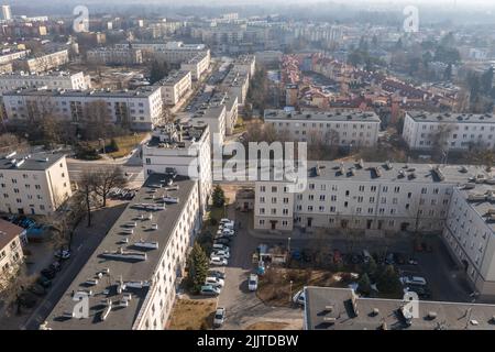 Bâtiments à Stalowa Wola, capitale du comté de Stalowa Wola, dans la Voïvodeship sous-carpathe, dans le sud-est de la Pologne Banque D'Images