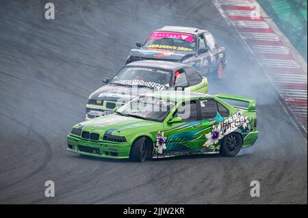 Ree BMW E36 dérive sur le circuit de Navarre Banque D'Images