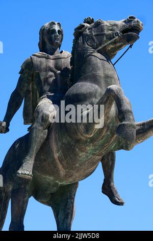 Statue d'Alexandre le Grand, Roi de Macédoine, Makedonia place, Thessalonique, Macédoine, Grèce du Nord Banque D'Images