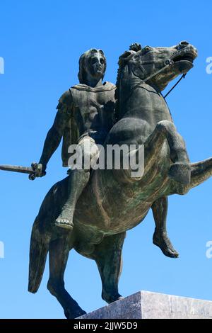 Statue d'Alexandre le Grand, Roi de Macédoine, Makedonia place, Thessalonique, Macédoine, Grèce du Nord Banque D'Images