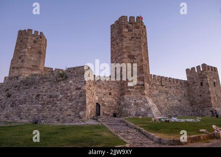 Fort génoise sur la côte égéenne de la Turquie. Banque D'Images