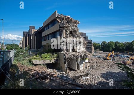 Démolition des anciens bureaux de la Royal Bank of Scotland sur la rue Dundas, dans la nouvelle ville d'Édimbourg. Banque D'Images