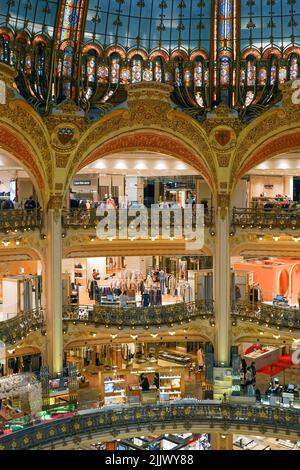 France, Paris, Galeries Lafayette a luxury shopping department store. The Galeries  Lafayette offers its visitors a splendid glass Cupola, rising to a Stock  Photo - Alamy