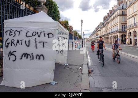 France, Paris, le 10 septembre 2021. Les stands de test Covid dans les rues de Paris photo © Fabio Mazzarella/Sintesi Banque D'Images
