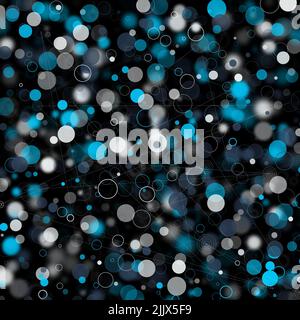 Illustration d'un motif abstrait de points lumineux et de cercles flous fond multicolore tel que bokeh spot bulles particules effet motif sur un fond noir Banque D'Images