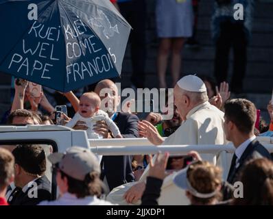 Saint-Anne-de-Beaupré, Québec, Canada. 28th juillet 2022. Le Pape FRANÇOIS lors d'une visite pastorale au canada à la Cathédrale-Basilique notre-Dame de Québec, à Saint-Anne-de-Beaupré, au Québec. (Image de crédit : © Patrice Lapointe/ZUMA Press Wire) Banque D'Images