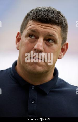 Matt Peet, entraîneur en chef de Wigan Warriors, avant le match de la Super League de Betfred au stade DW, Wigan. Date de la photo: Jeudi 28 juillet 2022. Banque D'Images