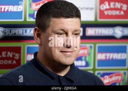 Matt Peet, entraîneur en chef de Wigan Warriors, avant le match de la Super League de Betfred au stade DW, Wigan. Date de la photo: Jeudi 28 juillet 2022. Banque D'Images