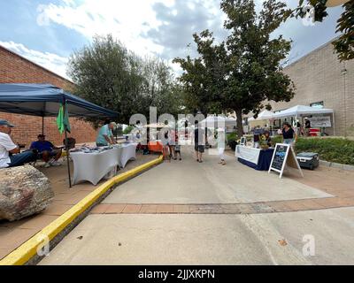 Les gens visitent le marché agricole hebdomadaire de Green Valley, Arizona. Banque D'Images