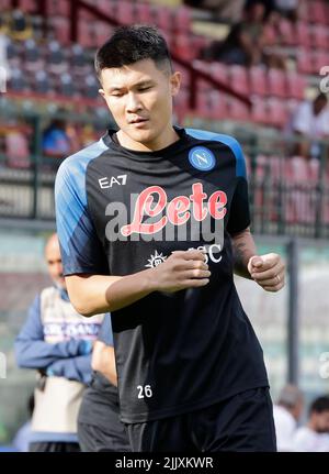 Kim min Jae, le défenseur coréen de SSC Napoli, regarde le camp d'entraînement pré-saison 2022-23 de SSC Napoli à Castel di Sangro Banque D'Images