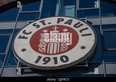 Hambourg, Allemagne 23 juin 2022, le logo du club de football FC St. Pauli Banque D'Images
